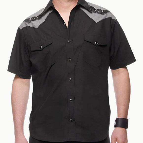Skull & Wings Western Shirt by Steady Clothing - Small - New Deadstock - Picture 1 of 3